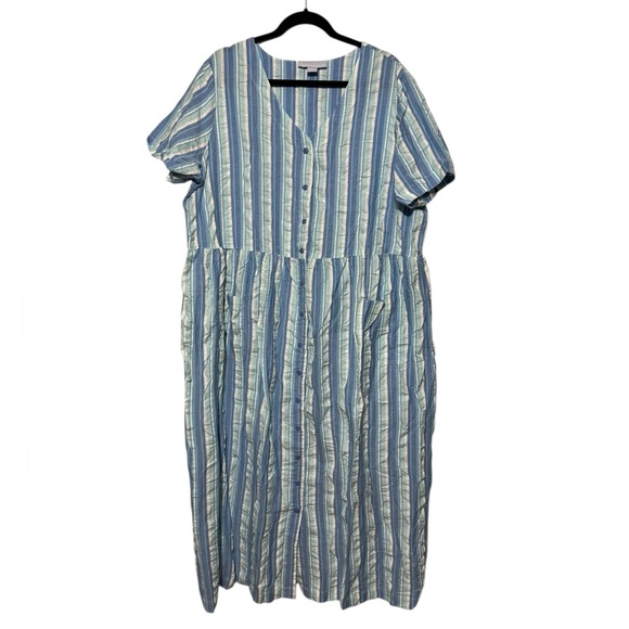 Only Necessities Dresses & Skirts - Only Necessities Blue Striped 100% Cotton Long Modest Shirt Dress Nursing Large